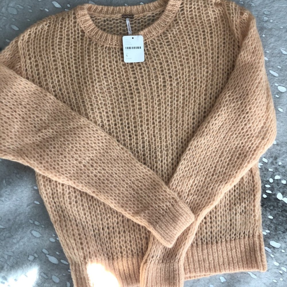 Free People Open Knit Fuzzy Alpaca Sweater NWT